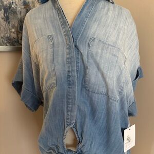 Bloomingdale's Blue Striped Denim Shirt